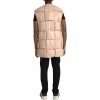 Beige Quilted Sleeveless Calf Leather Jacket - Image 3