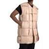Beige Quilted Sleeveless Calf Leather Jacket - Image 4