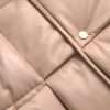 Beige Quilted Sleeveless Calf Leather Jacket - Image 5