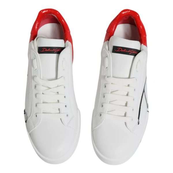 White Red Portofino Low Top Sneakers Shoes - Image 5
