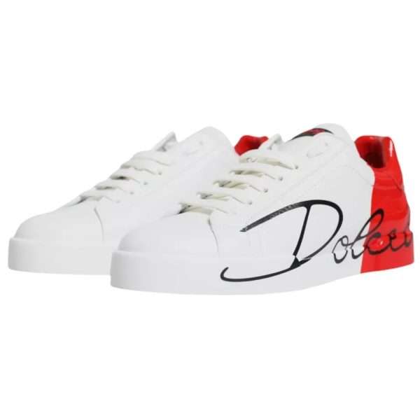 White Red Portofino Low Top Sneakers Shoes - Image 6