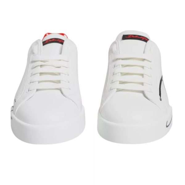 White Red Portofino Low Top Sneakers Shoes - Image 7