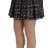 Black Check Flounce Detailed Wool Mini Skirt - Image 4