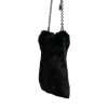 Black Faux Fur Silver Chain Crossbody Shoulder Purse Bag - Image 3
