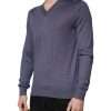 Gray Cashmere V-neck Men Pullover Sweater - Image 3