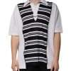 Black White Stripes Collared Polo T-shirt - Image 2