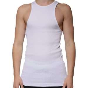White Cotton Sleeveless Round Neck Tank T-shirt