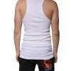 White Cotton Sleeveless Round Neck Tank T-shirt - Image 4
