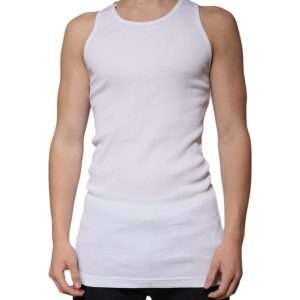 White Cotton Sleeveless Round Neck Tank T-shirt