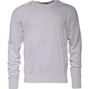 White Silk Crew Neck Men Pullover Sweater