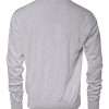 White Silk Crew Neck Men Pullover Sweater - Image 3