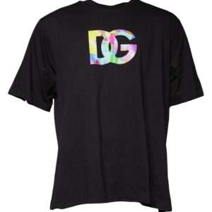 Black Logo Print Cotton Crew Neck T-shirt