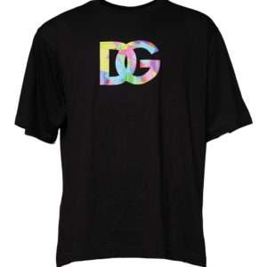 Black Logo Print Cotton Crew Neck T-shirt