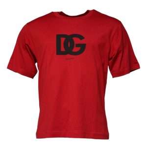 Red Logo Print Cotton Crew Neck T-shirt