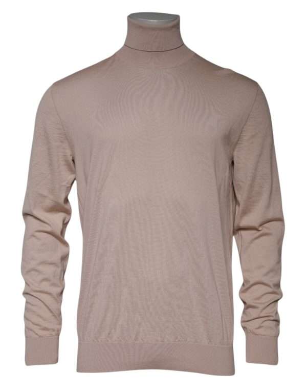 Beige Cashmere Turtleneck Pullover Sweater - Image 2