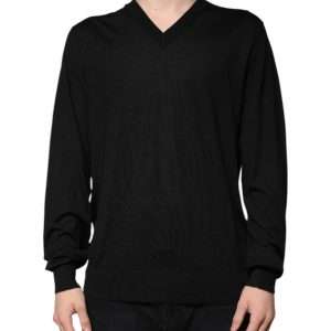 Black Cashmere V-neck Pullover Sweater