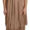 Brown Silk Sleeveless Shift Maxi Dress - Image 3