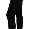 Black Mid Waist Slim Denim Cotton Stretch Jeans - Image 3