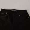 Black Mid Waist Slim Denim Cotton Stretch Jeans - Image 6