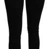 Black Mid Waist Slim Denim Cotton Stretch Jeans - Image 4