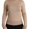 Beige Cashmere Silk Turtleneck Pullover Sweater - Image 3