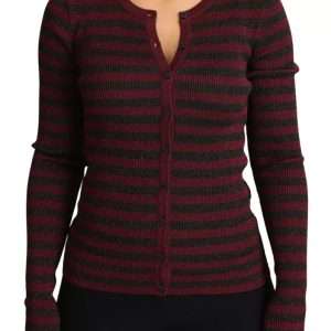 Black Red Striped Womens Cardigan Sweater