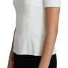 White Viscose Stretch Short Sleeves Blouse Top - Image 2