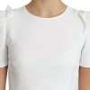 White Viscose Stretch Short Sleeves Blouse Top - Image 5