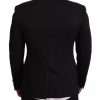 Black Cotton Slim Fit Coat Jacket Blazer - Image 2