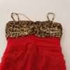 Brown Leopard Red Tulle Sheath Midi Dress - Image 7