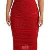 Brown Leopard Red Tulle Sheath Midi Dress - Image 3