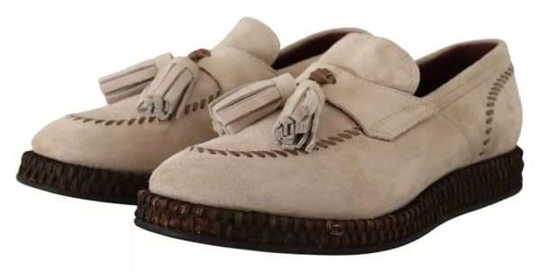 Beige Moccasins Slip On Leather Men Shoes - Image 2