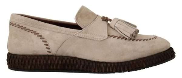 Beige Moccasins Slip On Leather Men Shoes - Image 4