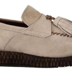Beige Moccasins Slip On Leather Men Shoes