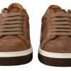 Brown Suede Logo Low Top Sneakers Men Shoes - Image 8
