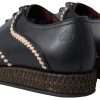 Black Leather Beige Derby Dress Shoes - Image 2
