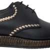 Black Leather Beige Derby Dress Shoes - Image 4