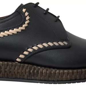 Black Leather Beige Derby Dress Shoes