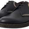 Black Leather Beige Derby Dress Shoes - Image 7