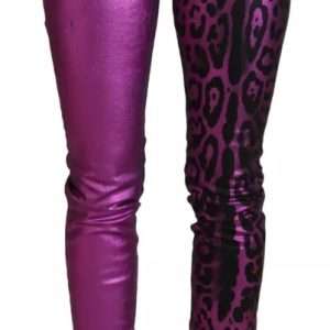 Purple Leopard Cotton Slim Fit Denim Jeans