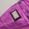 Purple Leopard Cotton Slim Fit Denim Jeans - Image 5