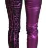 Purple Leopard Cotton Slim Fit Denim Jeans - Image 6