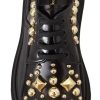 Black Leather Trekking Derby Embellished Shoes - Image 2