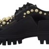 Black Leather Trekking Derby Embellished Shoes - Image 8