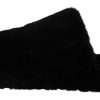 Black Polyester Faux Fur Mens Flats Sandals Shoes - Image 2