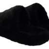 Black Polyester Faux Fur Mens Flats Sandals Shoes - Image 5