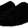 Black Polyester Faux Fur Mens Flats Sandals Shoes - Image 6