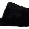 Black Polyester Faux Fur Mens Flats Sandals Shoes - Image 7