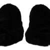 Black Polyester Faux Fur Mens Flats Sandals Shoes - Image 8
