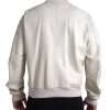Off White LeatherPerforated Full Zip Jacket - Image 4